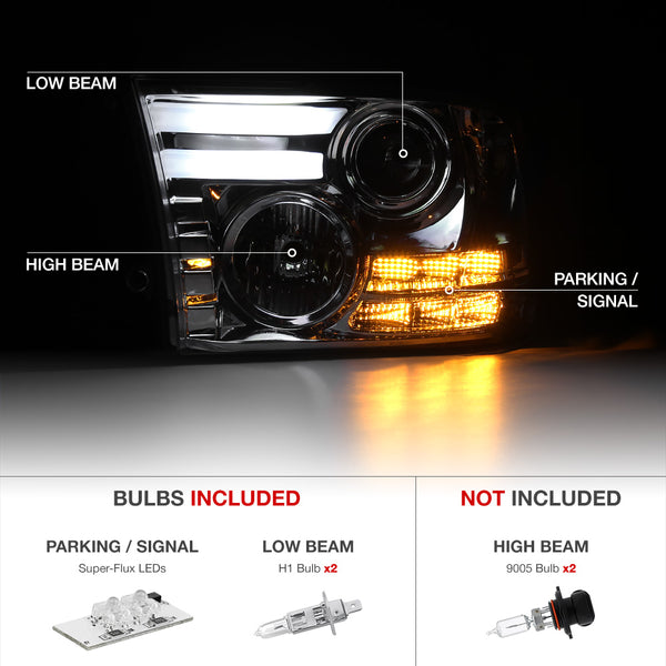 2009-2017 Dodge RAM 1500 Smoked Headlight