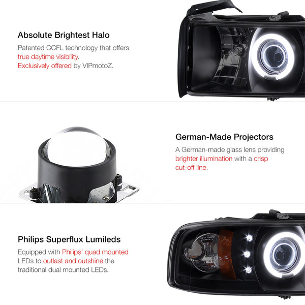 1994-2001 Dodge RAM 1500 Sinister Black Headlight