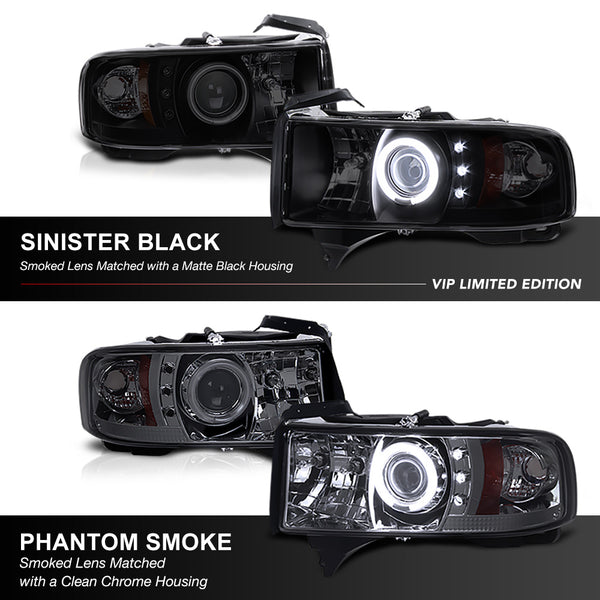 1994-2001 Dodge RAM 1500 Sinister Black Headlight