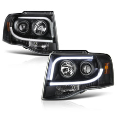 2007-2014 Ford Expedition Black Headlight