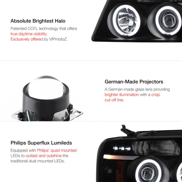 2004-2008 Ford F-150 Sinister Black Headlight
