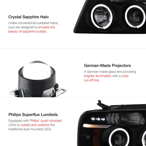 2004-2008 Ford F-150 Sinister Black Headlight