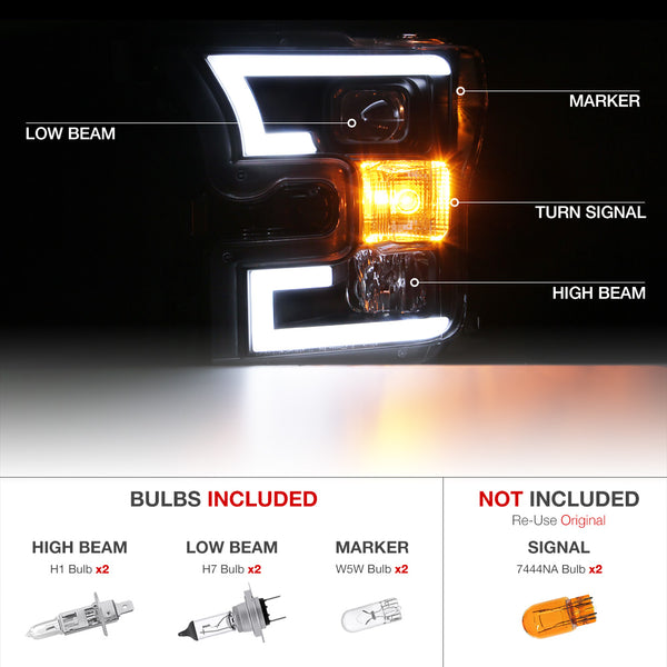 2015-2017 Ford F-150 Black Headlight