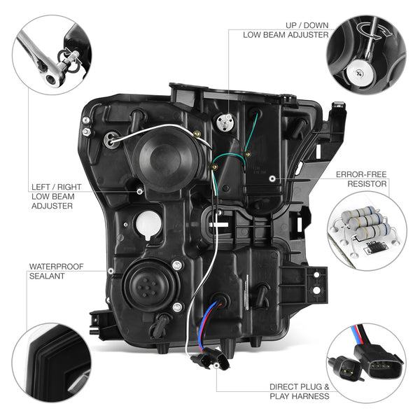 2015-2017 Ford F-150 Black Headlight