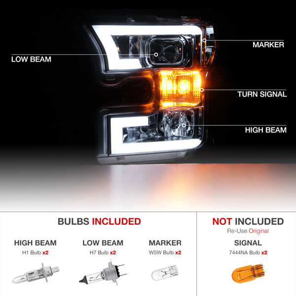 2015-2017 Ford F-150 Chrome Headlight