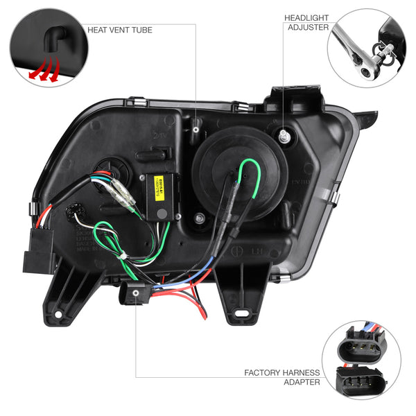 2010-2014 Ford Mustang Black Headlight