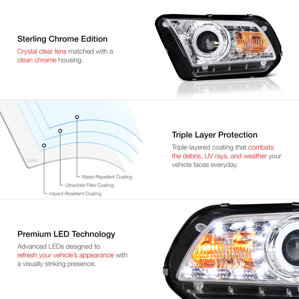 2010-2014 Ford Mustang Chrome Headlight