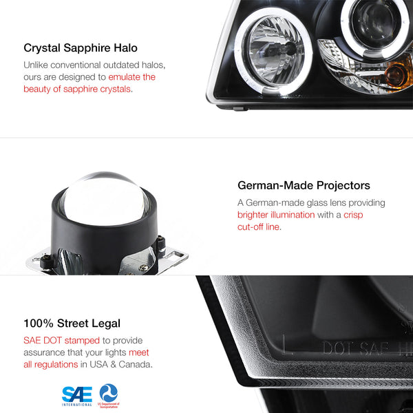 2001-2011 Ford Ranger Black Headlight