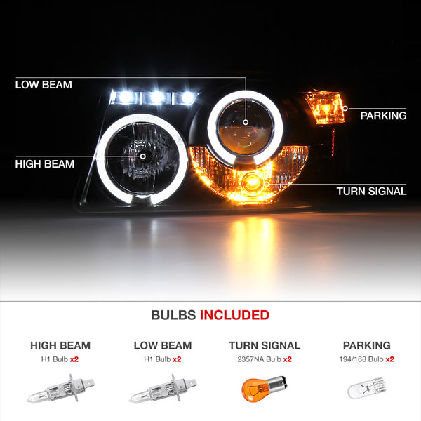 2001-2011 Ford Ranger Black Headlight