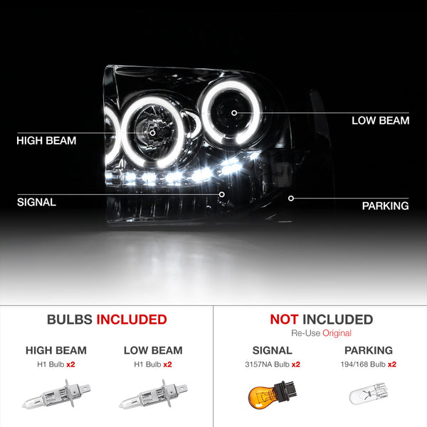 2005-2007 Ford F-250 | F-350 | F-450 | F-550 Superduty Black Headlight