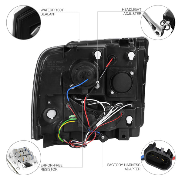2005-2007 Ford F-250 | F-350 | F-450 | F-550 Superduty Black Headlight