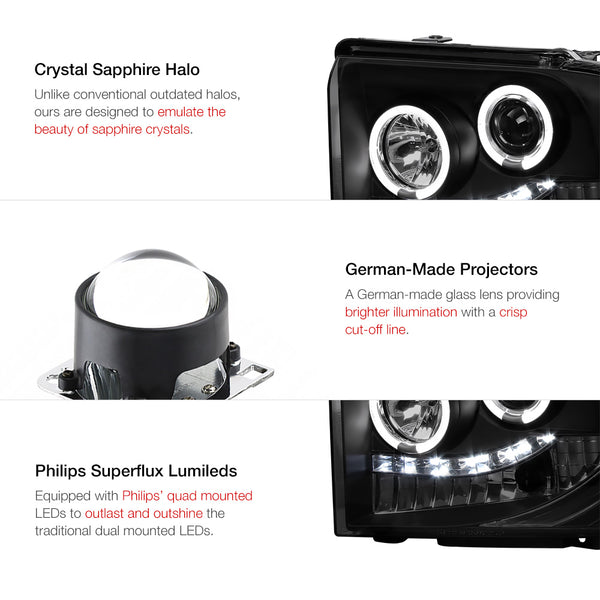 2005-2007 Ford F-250 | F-350 | F-450 | F-550 Superduty Sinister Black Headlight