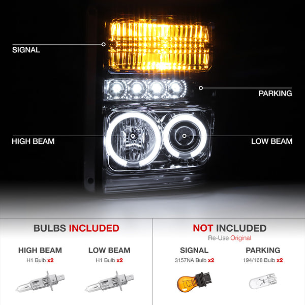 2008-2010 Ford F-250 | F-350 | F-450 | F-550 Superduty Chrome Headlight