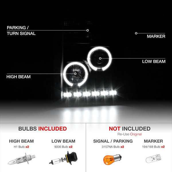 2011-2016 Ford F-250 | F-350 | F-450 Superduty Black Headlight