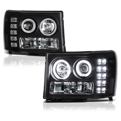 2007-2013 GMC Sierra 1500 Black Headlight