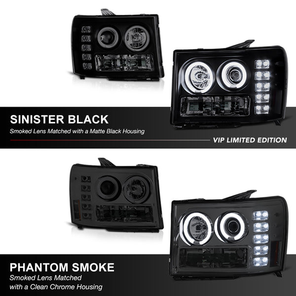 2007-2013 GMC Sierra 1500 Sinister Black Headlight