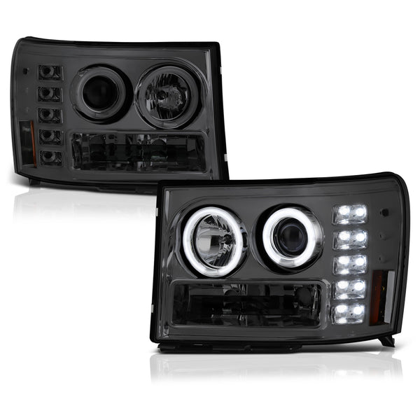 2007-2013 GMC Sierra 1500 Smoked Headlight