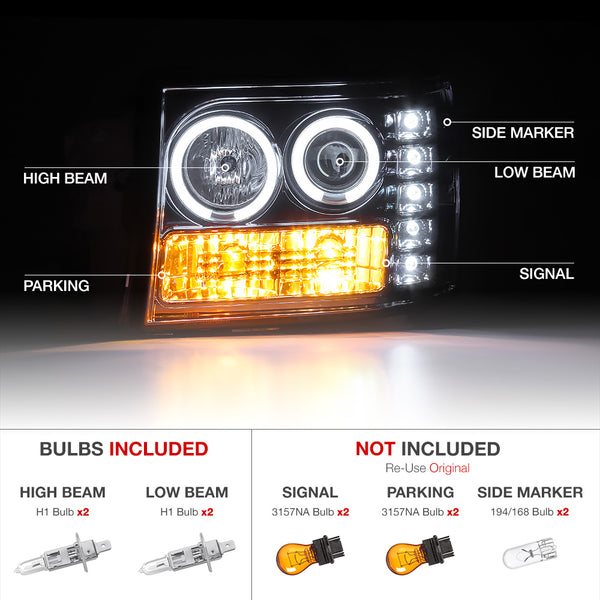 2007-2013 GMC Sierra 1500 Smoked Headlight