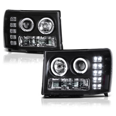 2007-2013 GMC Sierra 1500 Black Headlight