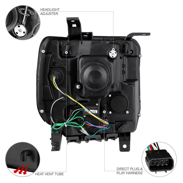2014-2015 GMC Sierra 1500 Black Headlight