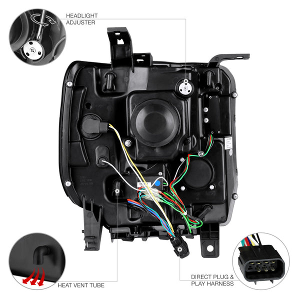 2014-2015 GMC Sierra 1500 Black Headlight