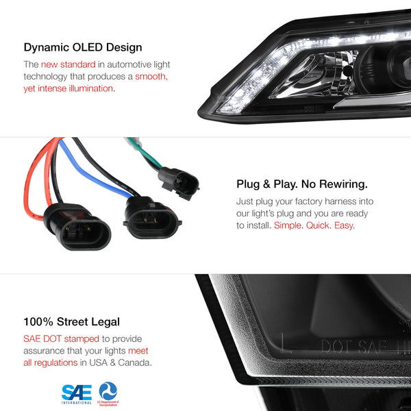 2013-2015 Honda Accord Black Headlight