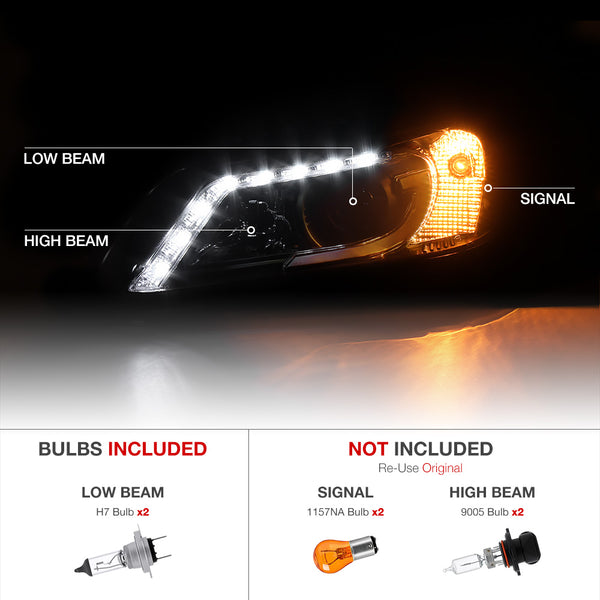 2013-2015 Honda Accord Black Headlight