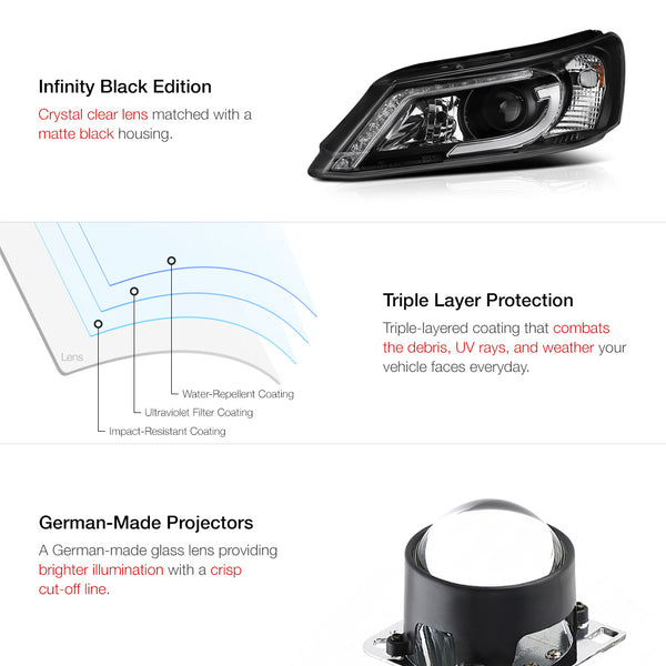 2013-2015 Honda Accord Black Headlight