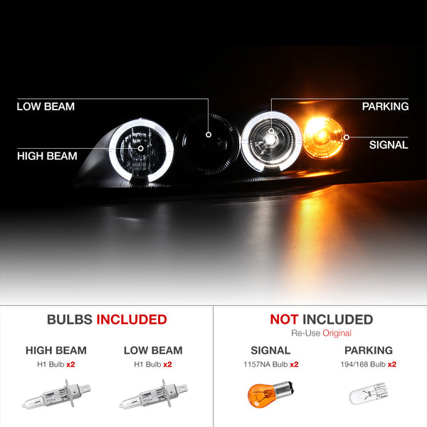 1998-2002 Honda Accord Black Headlight