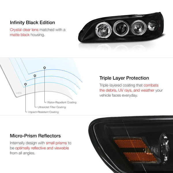 1998-2002 Honda Accord Black Headlight