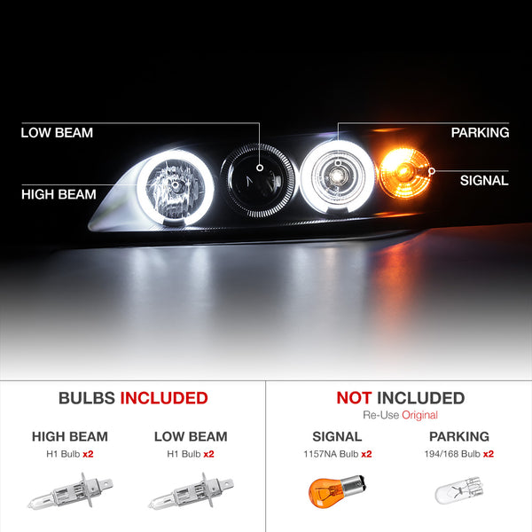 1998-2002 Honda Accord Black Headlight