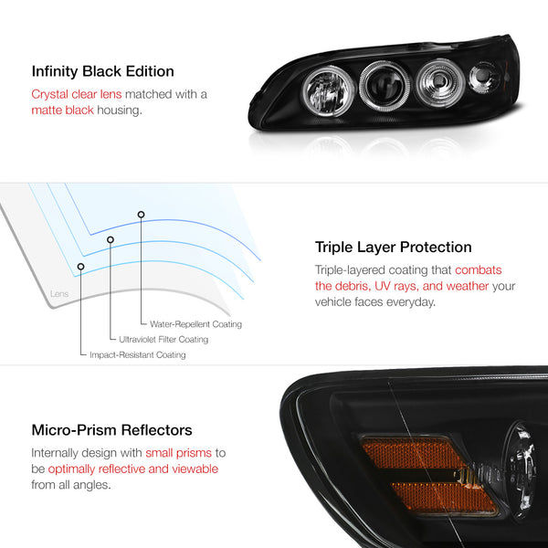 1998-2002 Honda Accord Black Headlight
