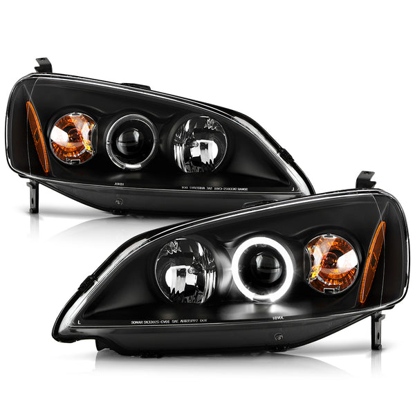 2001-2003 Honda Civic Black Headlight