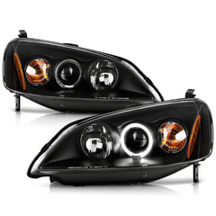 2001-2003 Honda Civic Black Headlight