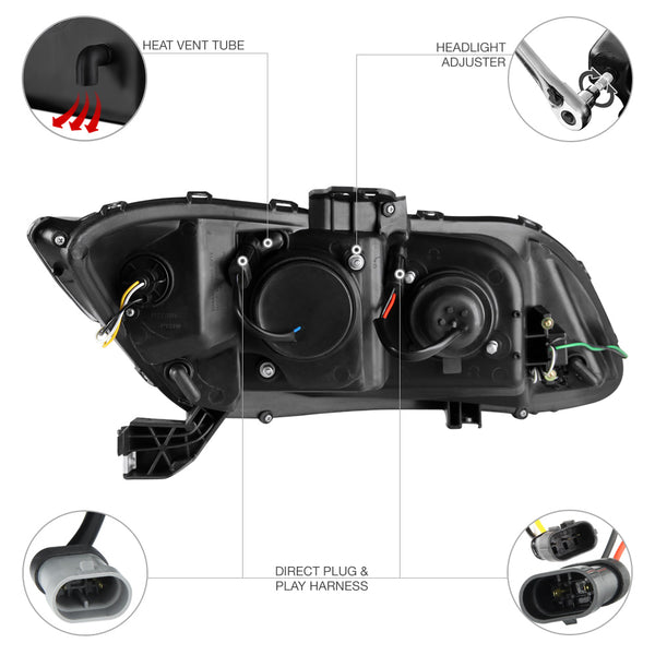 2012-2013 Honda Civic Black Headlight
