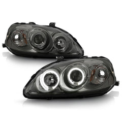 1999-2000 Honda Civic Smoked Headlight