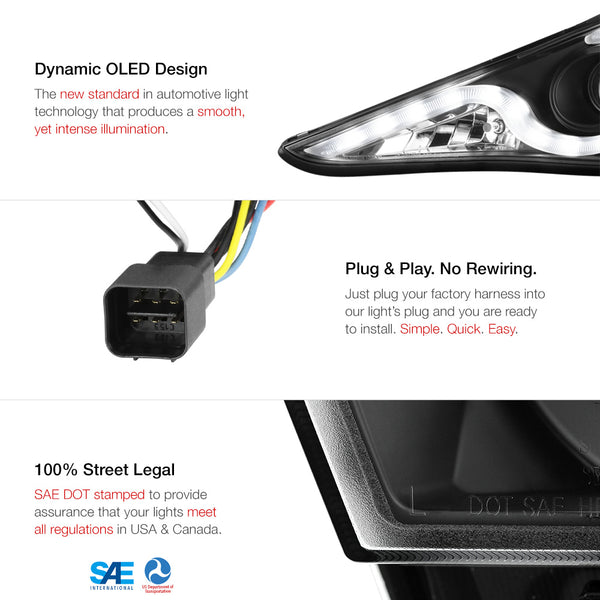 2011-2014 Hyundai Sonata Black Headlight