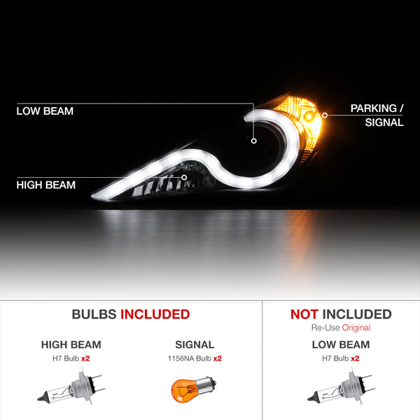2011-2014 Hyundai Sonata Black Headlight