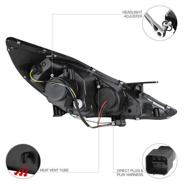 2011-2014 Hyundai Sonata Black Headlight