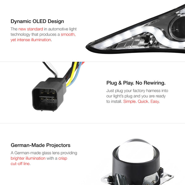 2011-2014 Hyundai Sonata Smoked Headlight