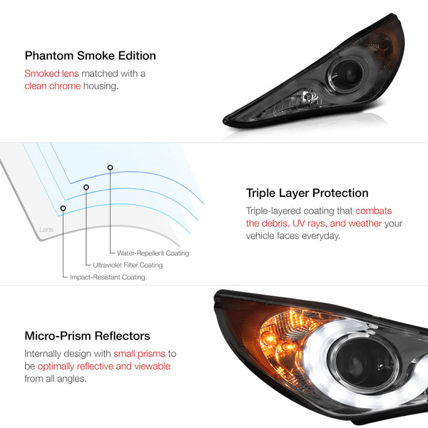 2011-2014 Hyundai Sonata Smoked Headlight