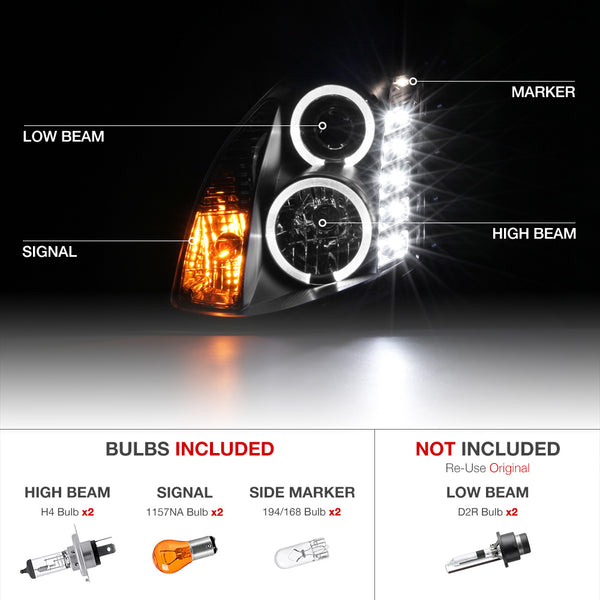 2003-2007 Infiniti G35 Black Headlight