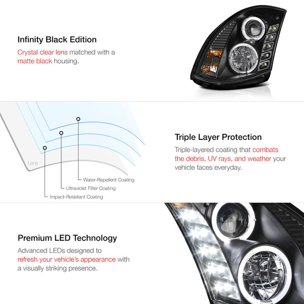 2003-2007 Infiniti G35 Black Headlight