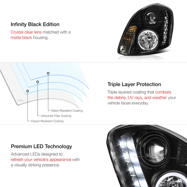 2003-2004 Infiniti G35 Black Headlight
