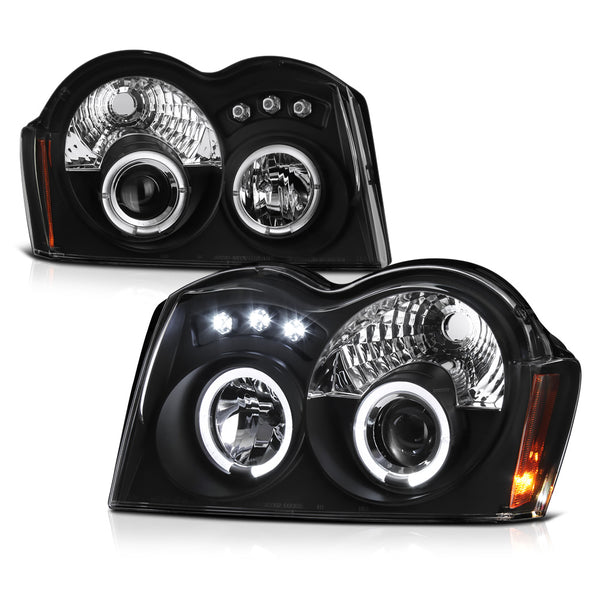 2005-2007 Jeep Grand Cherokee Black Headlight