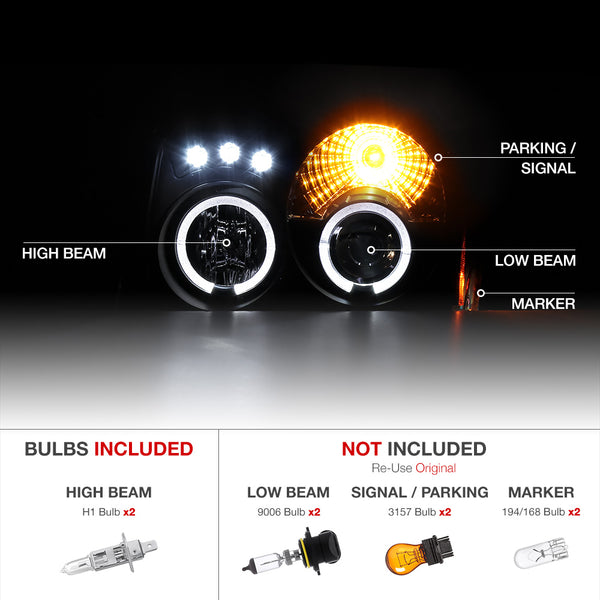 2005-2007 Jeep Grand Cherokee Sinister Black Headlight
