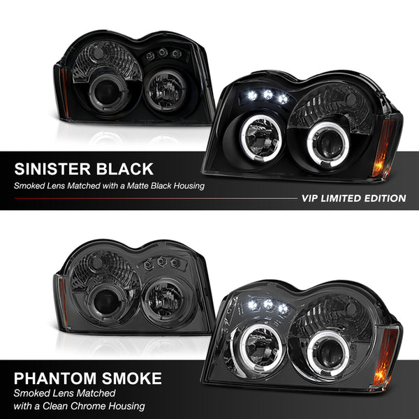 2005-2007 Jeep Grand Cherokee Sinister Black Headlight