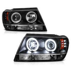 1999-2004 Jeep Grand Cherokee Black Headlight