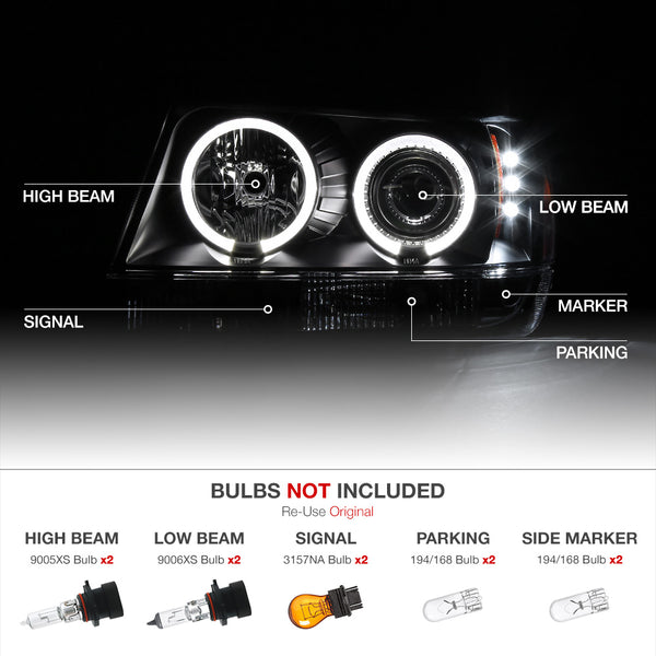 1999-2004 Jeep Grand Cherokee Black Headlight