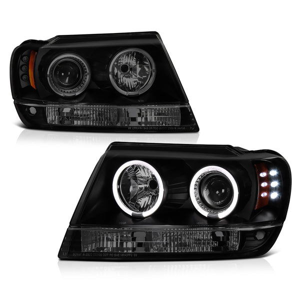 1999-2004 Jeep Grand Cherokee Sinister Black Headlight